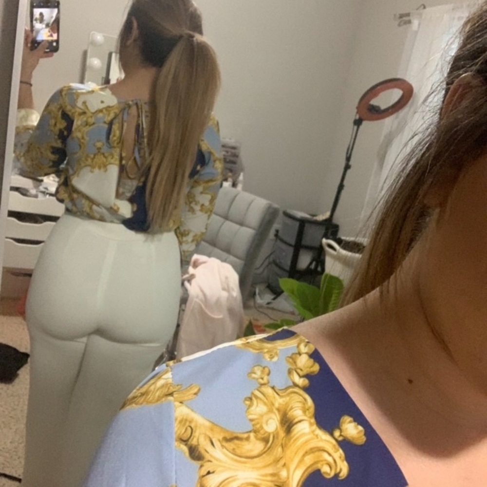 Satin chain print wrap blouse - Picture 6 of 6